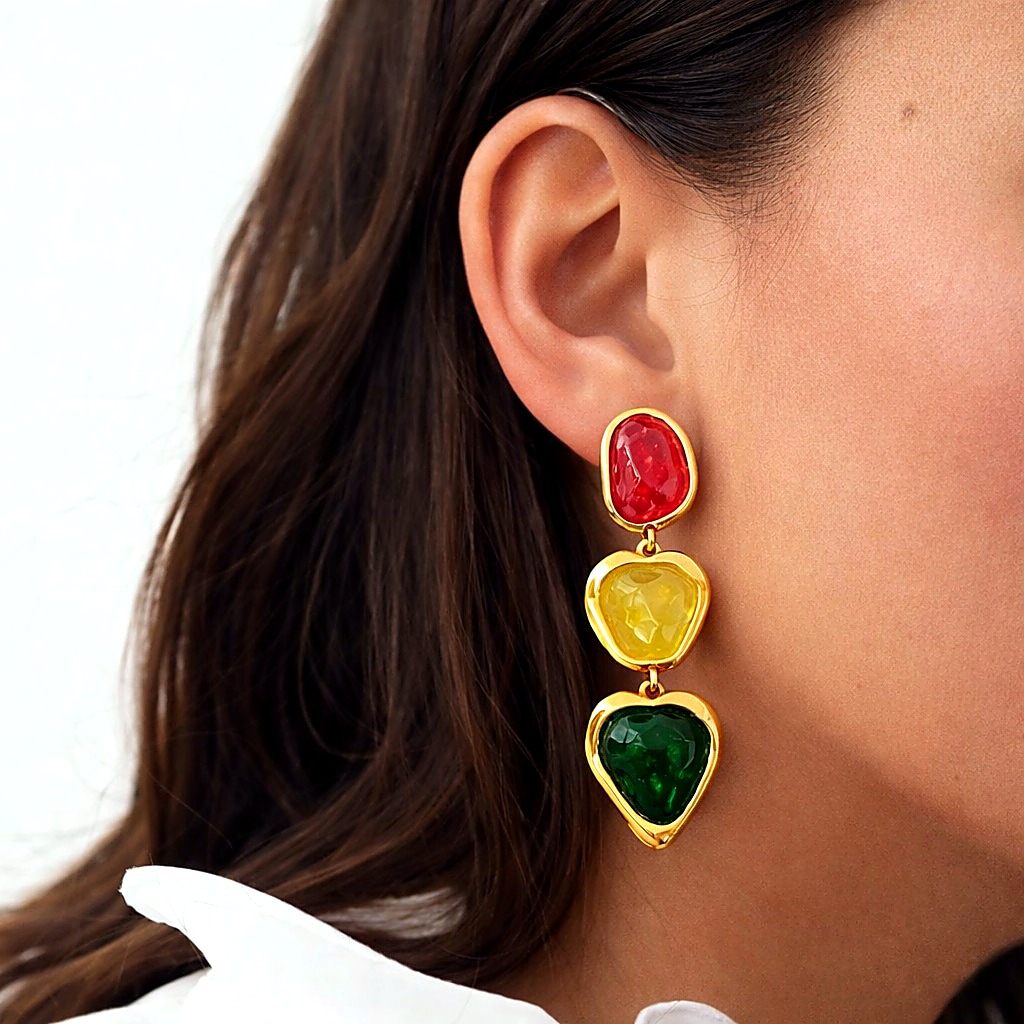 Aretes Corazones Multicolor