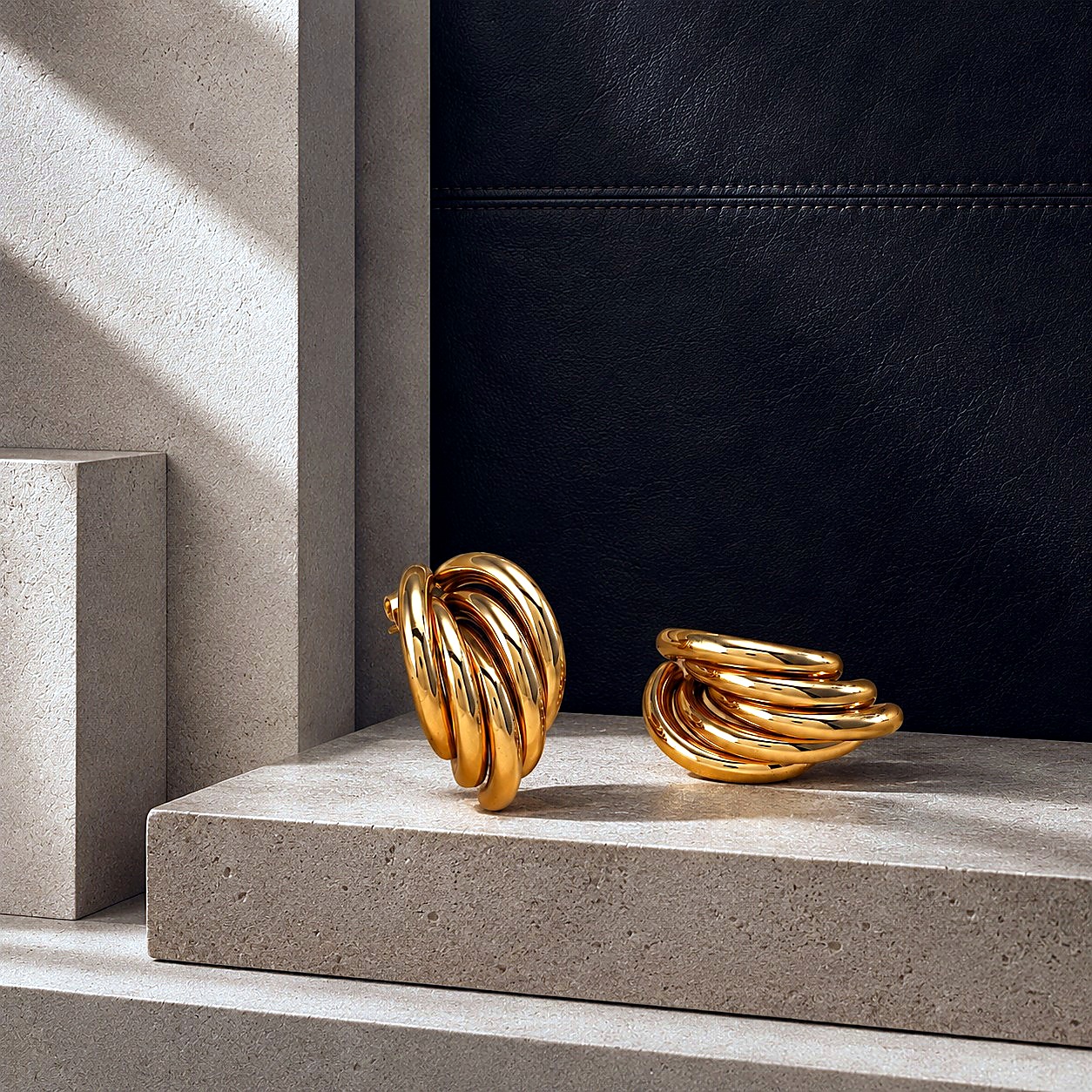 Aretes Aro Espiral Dorado