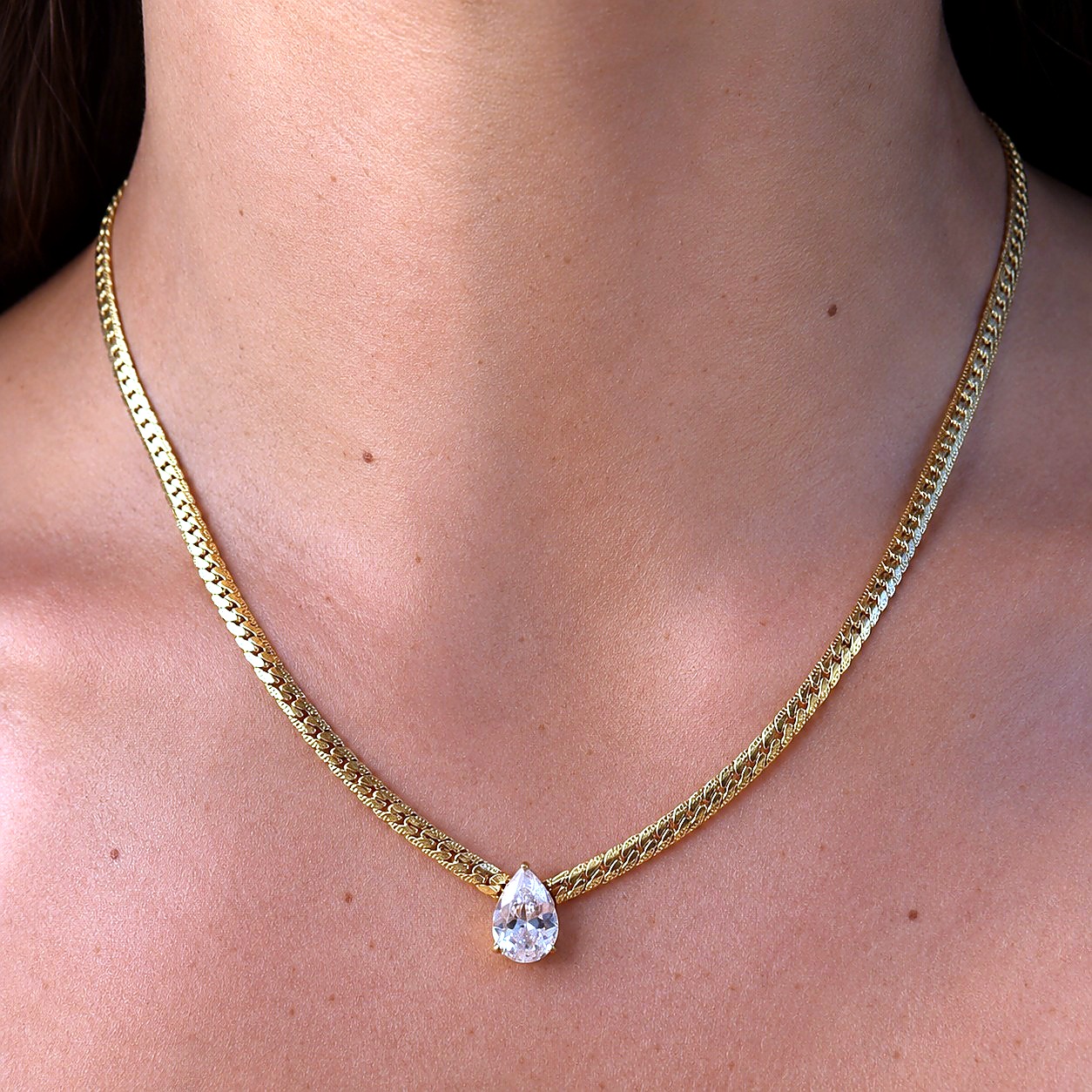 Collar Cadena Fina Dije Pera