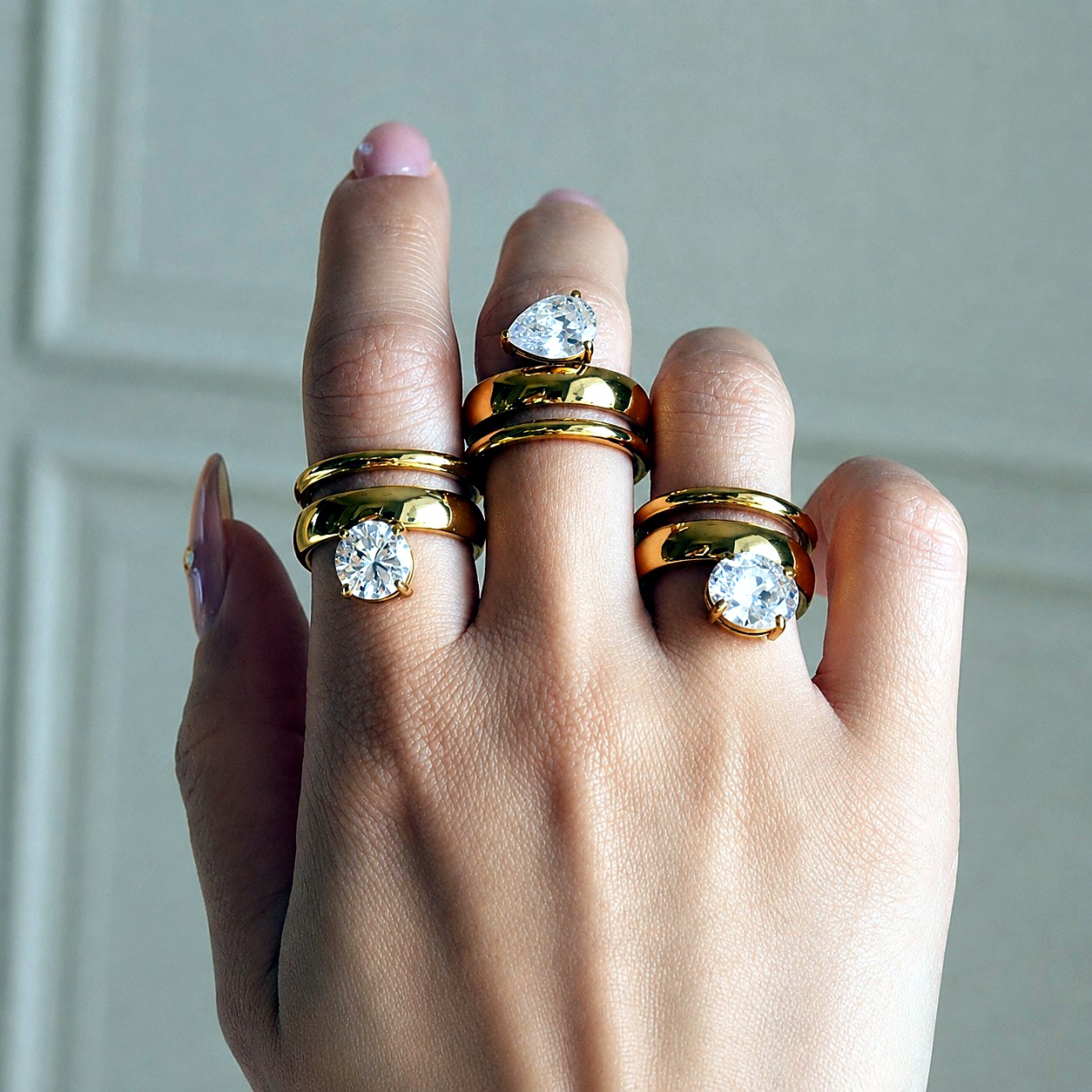 Anillos Espiral Triple Zirconia