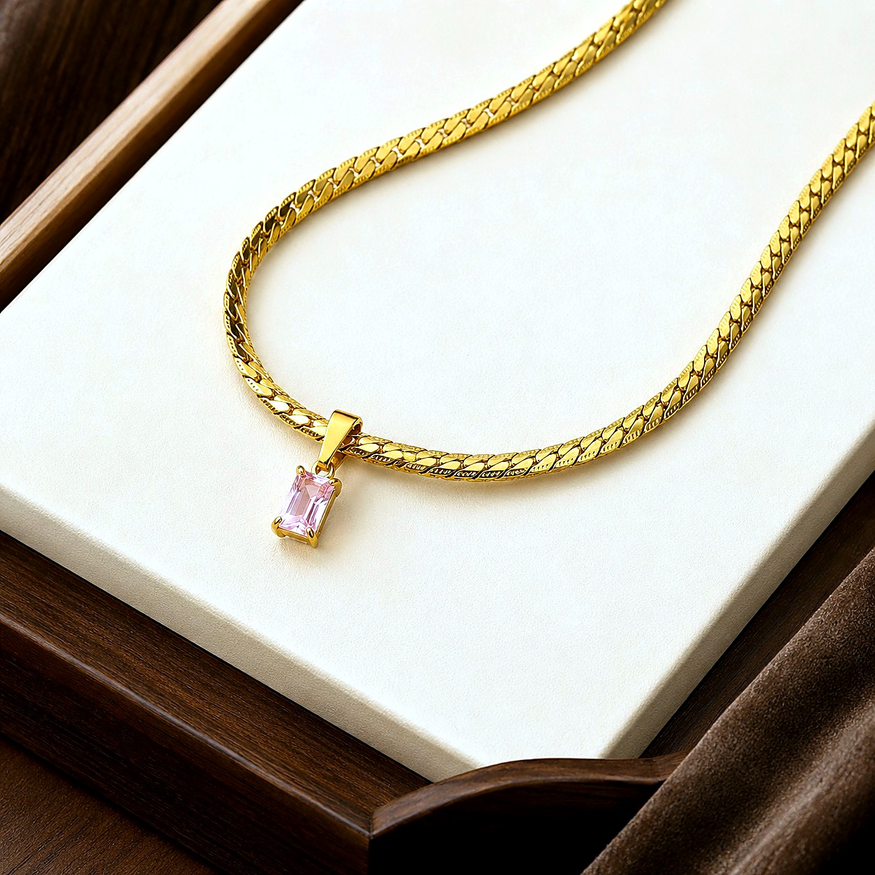 Collar Cadena Dorada Dije Rosa