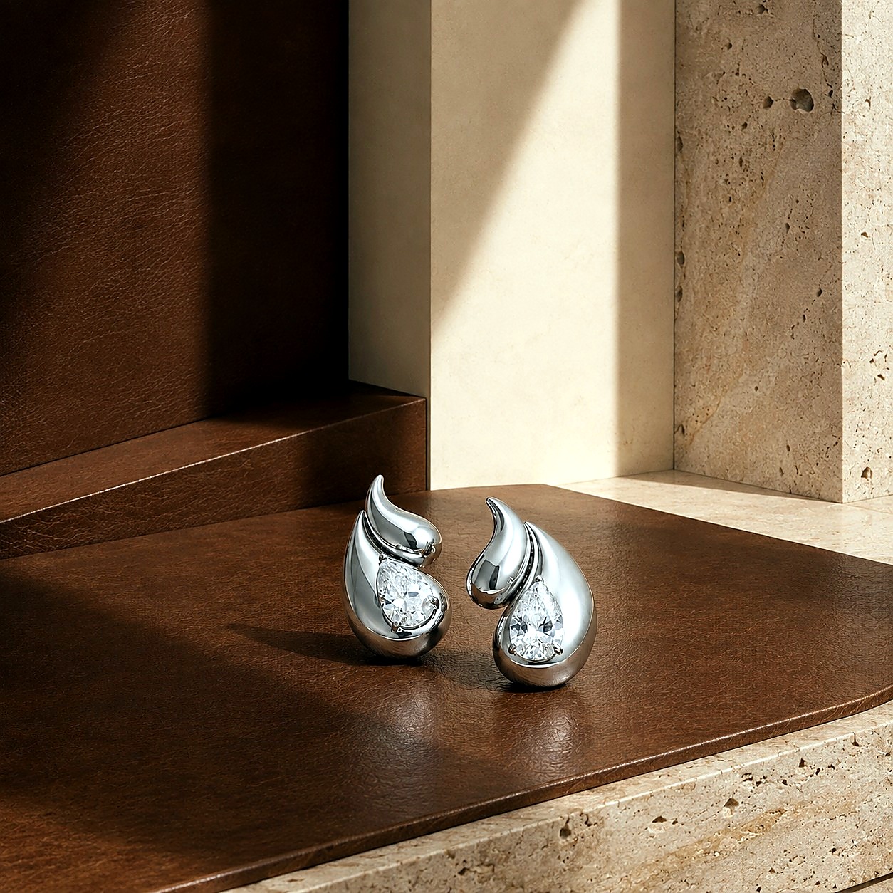 Aretes Gota Llama Plateada