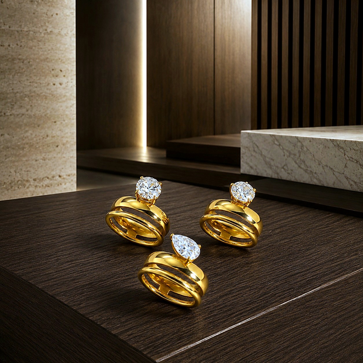 Anillos Espiral Dorado Set