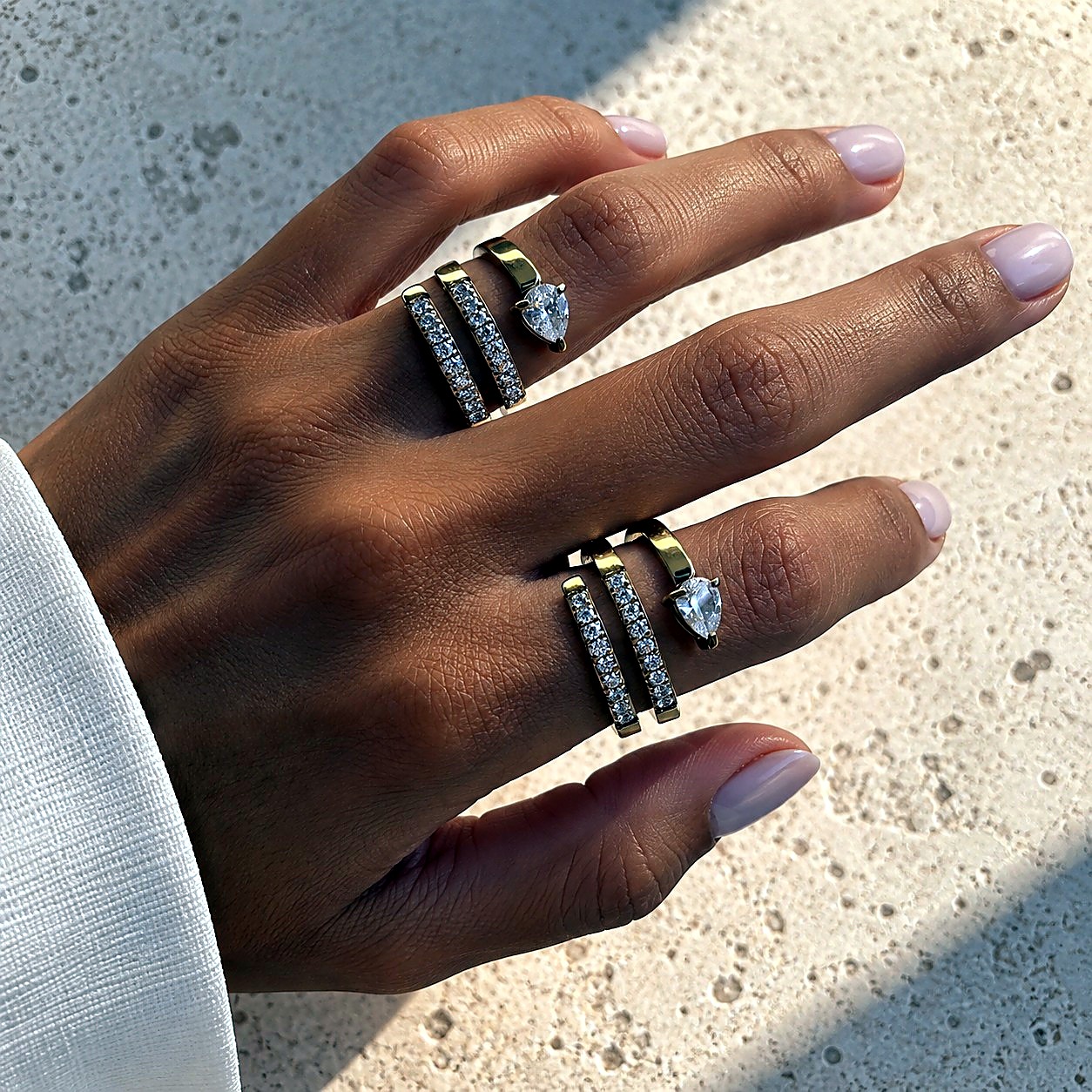 Anillo Doble Barra Pave