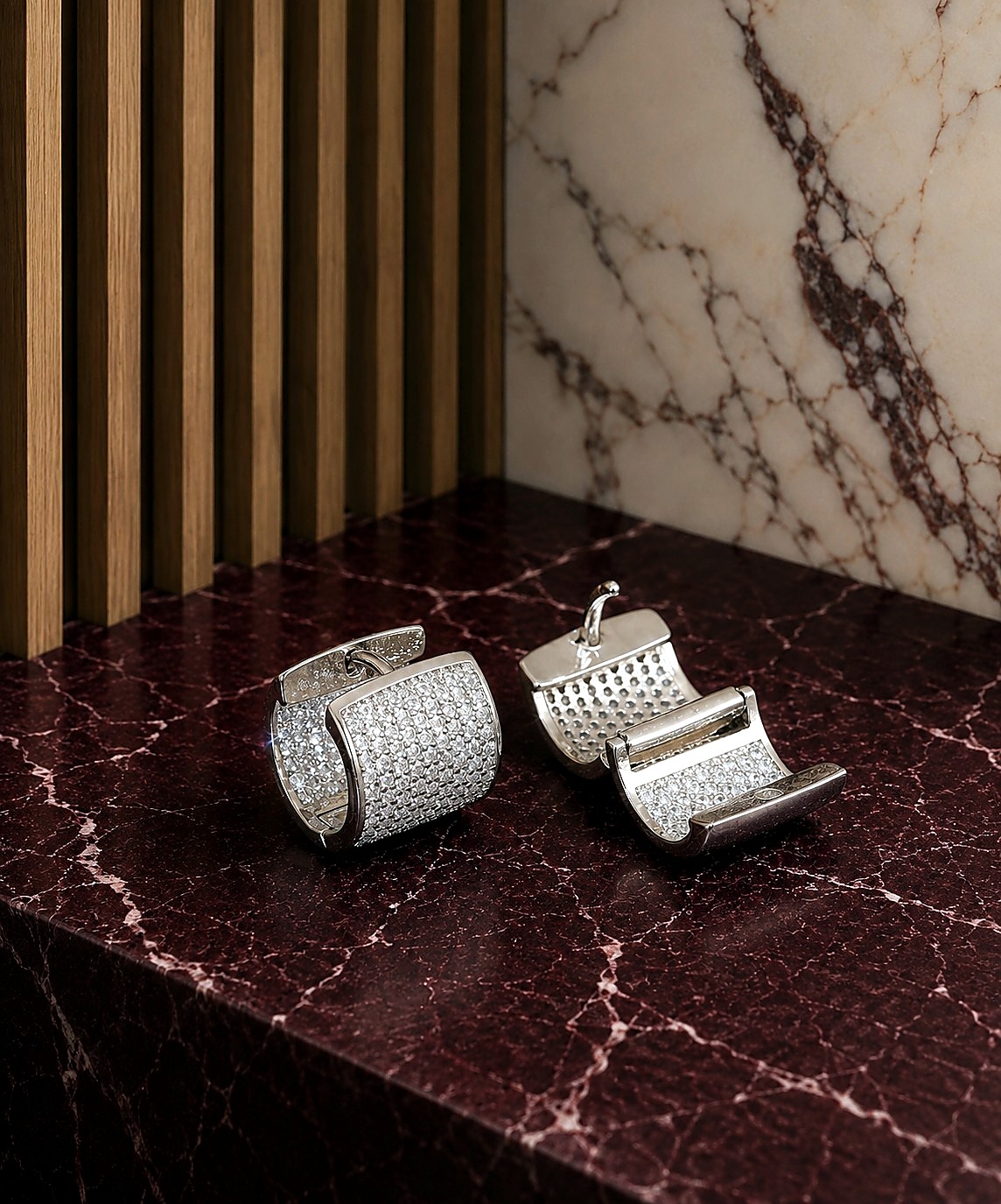 Aretes Cuff Pave Plateado