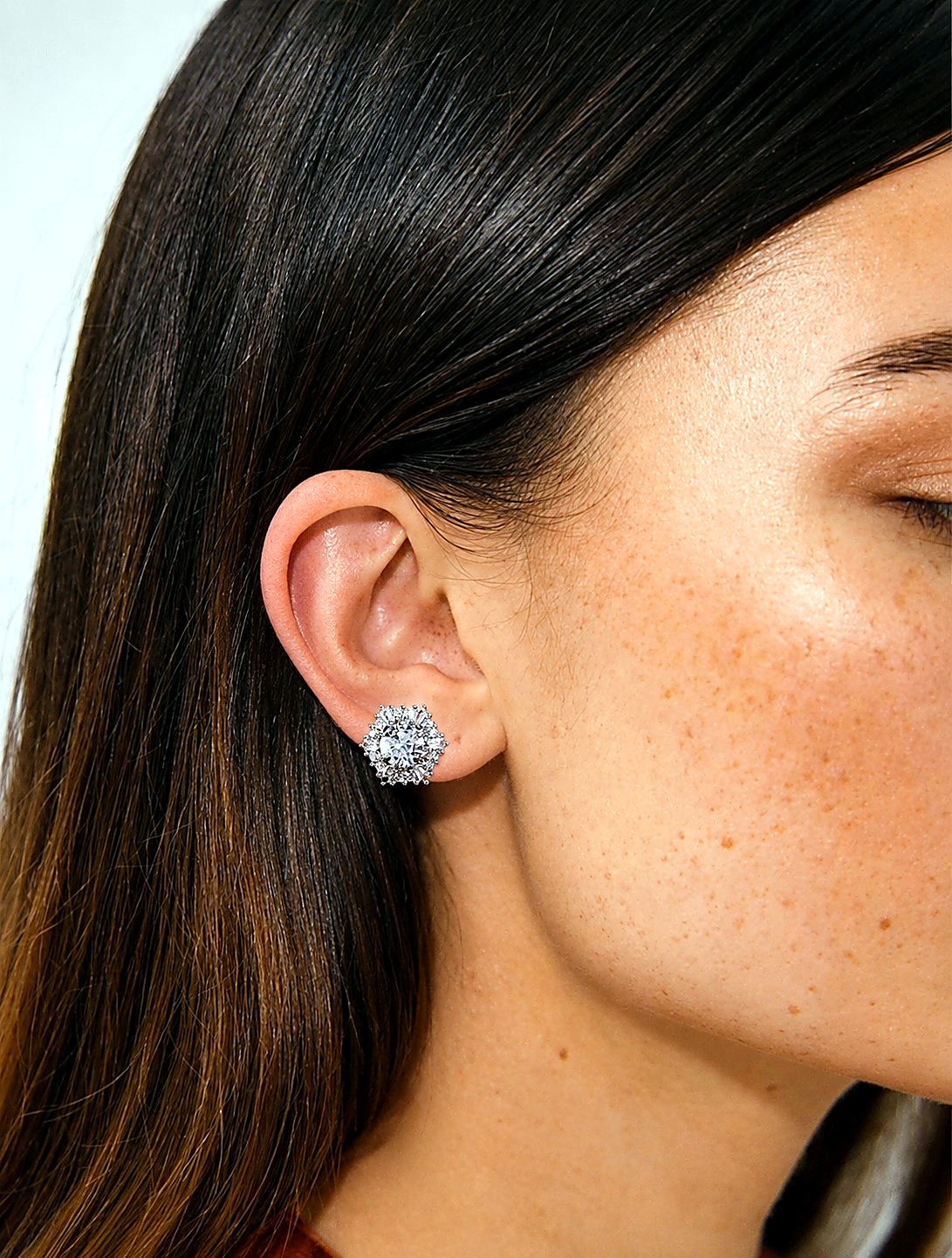 Aretes Gota Pave Plateada