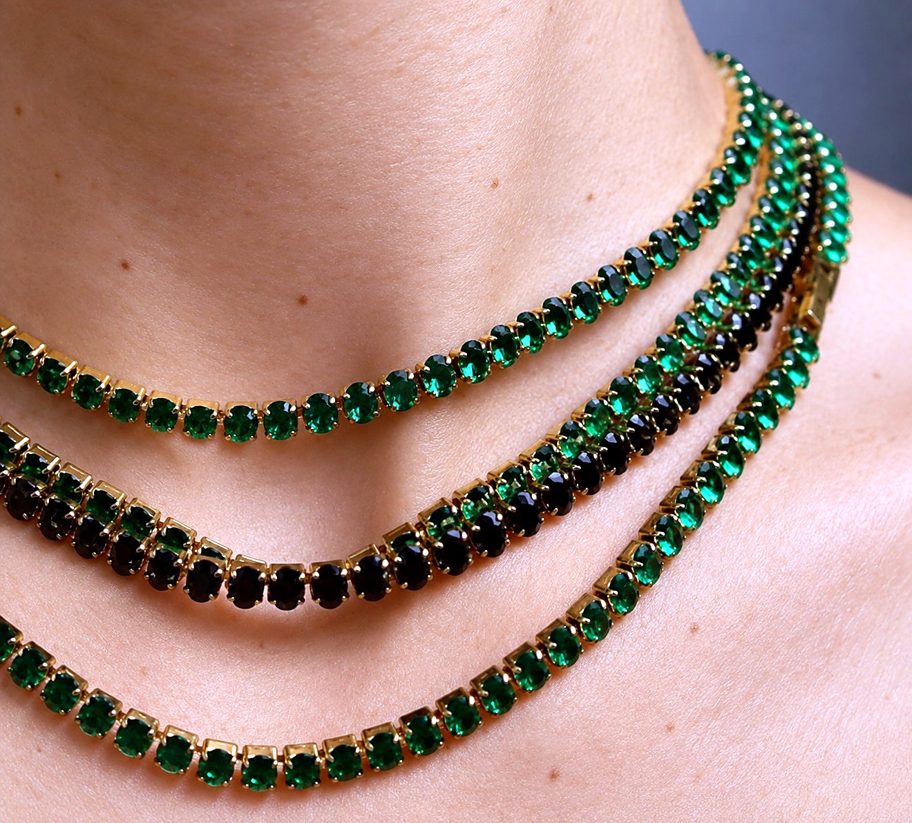 Collar Tenis Esmeralda Zafiro