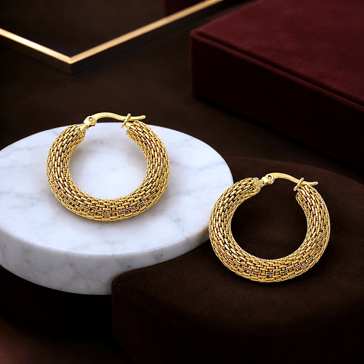 Aretes Doble Aro Colgante Plateado