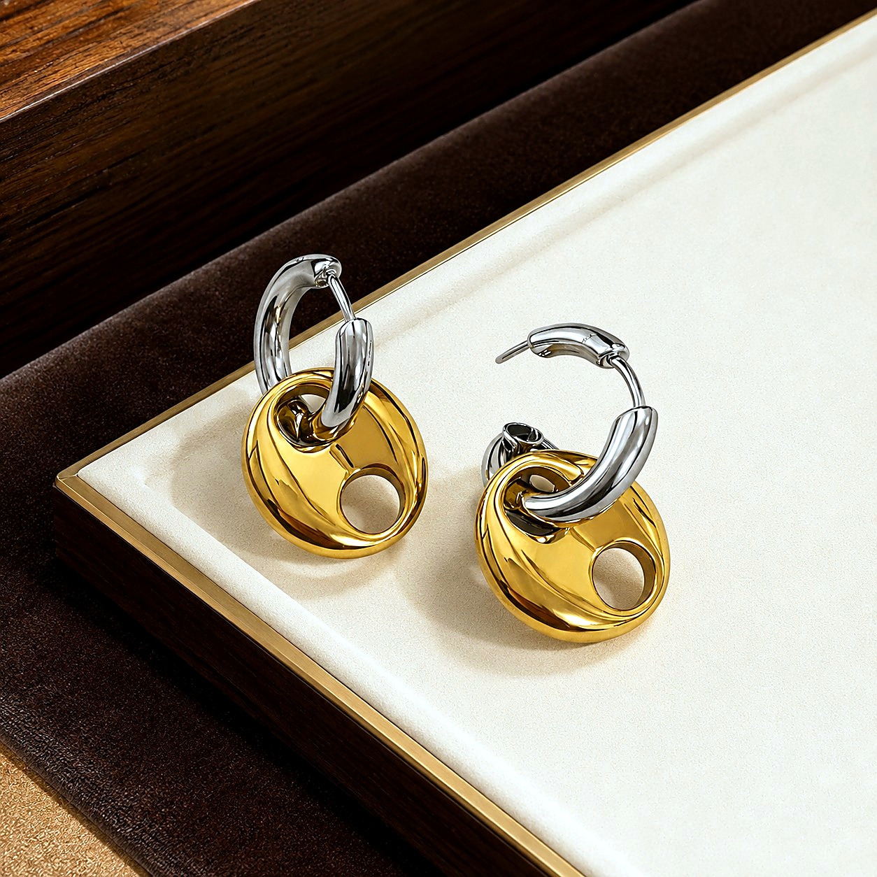 Aretes Aro Dona Bicolor