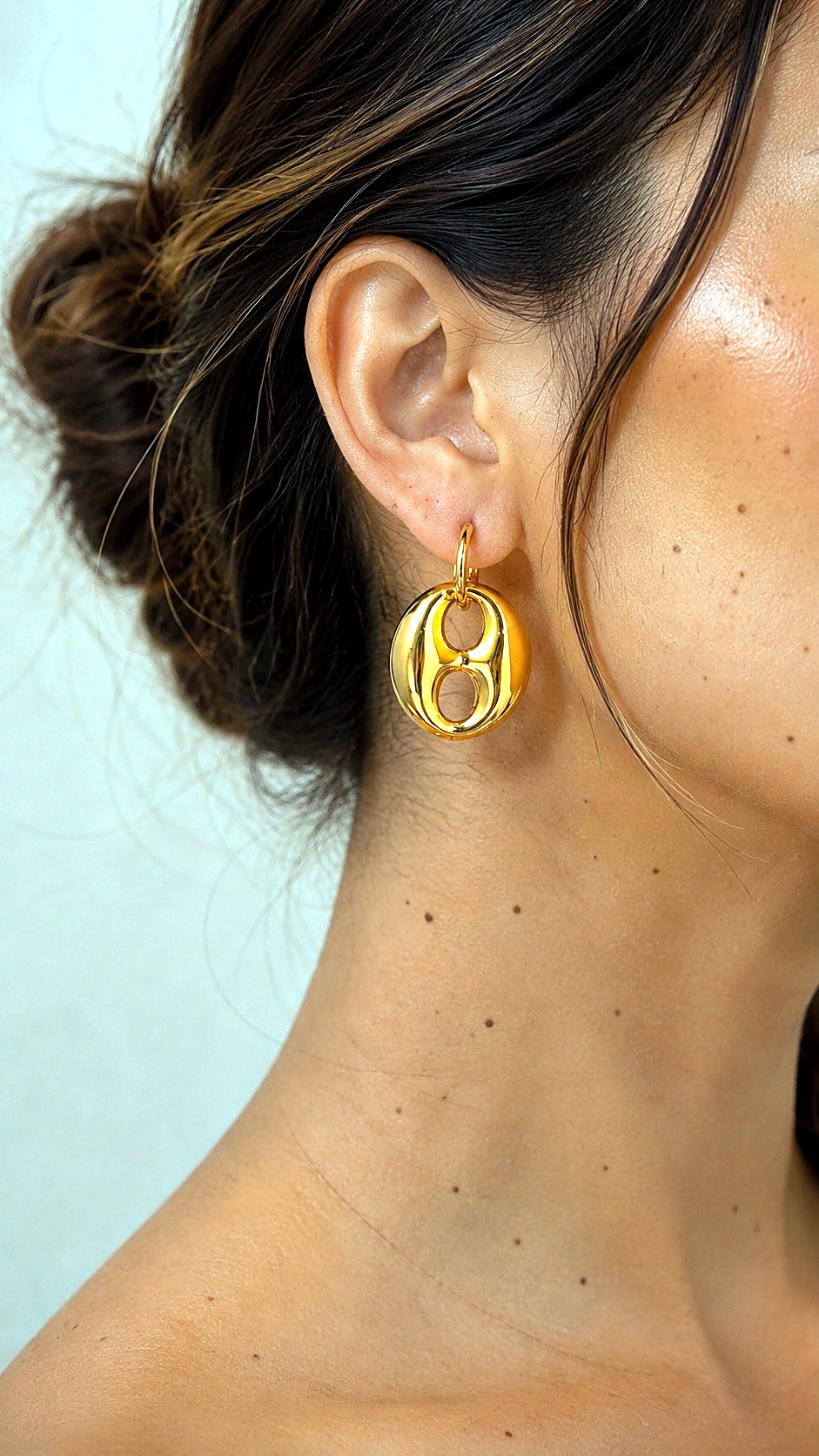 Aretes Aro Dorado Dije Bicolor
